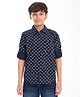Zion Poplin Woven Full Sleeves Motorcycle Printed Shirt - Navy Blue