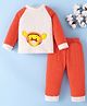 Mark & Mia Full Raglan Sleeves Winter Wear Night Suit With Animal Embriodery - Orange