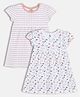 MINI KLUB Cotton Knit Pack Of 2 Half Sleeves Cat & Hearts Printed Dresses - Off White