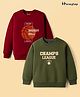 Honeyhap Premium 100% Cotton Knit With Bio Finish Full Sleeves Sweatshirts with Champs League Text Print Pack Of 2 - Lava Falls & Rifile Green