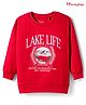 Honeyhap Premium 100% Cotton Knit Full Sleeves Sweatshirt With Lake Print & Bio Finish - High Risk Red