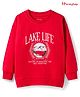Honeyhap Premium 100% Cotton Knit Full Sleeves Sweatshirt With Lake Print & Bio Finish - High Risk Red