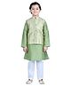 Vaanee Designz Cotton Blend Woven Full Sleeves Solid Kurta Pyjama With Abstract Printed Jacket Set - Green