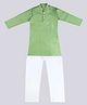 Vaanee Designz Cotton Woven Woven Full Sleeves Solid Kurta Pyjama Set - Green