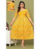 NEVISHA STYLE Cotton Woven Three Fourth Sleeves Floral Printed Maternity Kurta With Nursing Access - Yellow