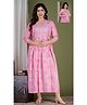 NEVISHA STYLE Cotton Woven Three Fourth Sleeves Floral Printed Maternity Kurta With Nursing Access - Pink