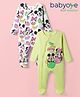 Babyoye Disney Interlock Knit Footed Sleepsuit With Minnie & Friends Graphics Pack Of 2 - Light Green & White