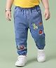 Mark & Mia Cotton Lycra Denim Full Length Washed Jeans Animals Embroidery - Blue