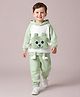 Mark & Mia Full Sleeves Cotton Winter Wear Hooded T-Shirt & Lounge Pant Set With Animal Applique - Green