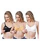 Lovely Mom's Cotton Lycra Knit Pack Of 3 Solid Non Padded Maternity Bras With Nursing Access - Multi Colour