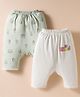Ben Benny Interlock Knit Full Length Diaper Leggings with Avacado & Text Print Pack of 2 - Light Green & White