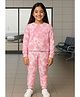 Unicorns Cotton Woven Full Sleeves Tie Dye Coordinating Night Suit Set - Pink & White