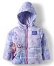 Babyhug Disney Woven Full Sleeves Hooded Padded Jacket With Elsa & Anna Graphics - Lavender