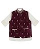 Charchit Cotton Blend Woven Threadwork Embroidered Sequins Embellished Jacket With Full Sleeves Shirt - Maroon