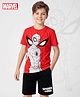 Honeyhap Marvel Single Jersey Knit T-Shirt & Shorts Set With Spider Man Graphics - Red & Blue