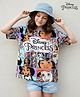 Pine Kids Disney Single Jersey Knit Oversized Drop Shoulder Half Sleeves T-Shirt with Disney Princess Graphics - Light Blue