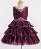 Enfance Sleeveless Lace Embellished Layered Knee Length Dress - Wine