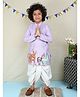 BAATCHEET Cotton Woven Full Sleeves Animals Printed & Threadwork Embroidered Dhoti Kurta Set - Lavender