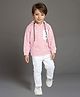 MASHUP Viscose Knit Full Sleeves Letters Printed Hooded Tee & Pant Set - Peach