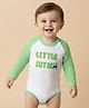 Babyoye 100% Cotton Knit Full Raglan Sleeves Onesies with Text Print - Green & White
