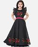 Bitiya By Bhama Silk Woven Sleeveless Floral Embroidered Frill Detailed Gown - Black
