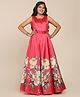 Bitiya By Bhama Woven Sleeveless Floral Printed Gown - Red