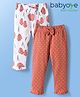 Babyoye 100% Cotton Knit with Eco Jiva Finish Full Length Leggings with Polka Dot Floral Print & Bow Applique Pack of 2 - White & Dark Peach
