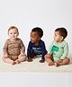 Bonfino 100% Cotton Knit Full Sleeves Dino Printed Onesies Pack Of 3 - Peach Navy Blue & Light Green