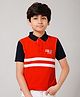 ALAN JONES Cotton Blend Knit Half Sleeves Cut & Sew Polo Tee - Carrot