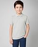 ALAN JONES Cotton Blend Knit Half Sleeves Solid Polo Tee - Grey