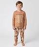 Primo Gino 100% Cotton Knit Full Sleeves Night Suit With Skateboard Print - Peach
