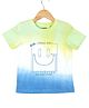 Under Fourteen Only Cotton Knit Half Sleeves Skateboard Printed Ombre Tee - Blue & Green