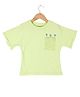Under Fourteen Only Cotton Knit Half Sleeves Floral Embroidered Crop Tee - Lime Green