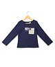 Under Fourteen Only Cotton Knit Full Sleeves Inspire Text Printed Tee - Navy Blue