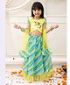 KID1 Silk Woven Frill Sleeves Unicorn Embroidered & Leheriya Printed Lehenga Choli With Dupatta Set - Yellow
