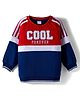 Babyhug Cotton Knit Full Sleeves Sweatshirt With Text Embroidery - Red & Blue