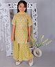 Ka-mee Cotton Woven Half Sleeves Floral Printed Gota Lace Embellished Kurti & Sharara With Dupatta Set - Yellow