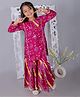 Ka-mee Cotton Woven Three Fourth Sleeves Bandhani Printed Gota Lace Embellished Kurti & Sharara Set - Pink