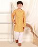 Ka-mee Cotton Woven Full Sleeves Floral & Paisley Printed Kurta Pyjama Set - Yellow
