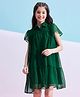 StyloBug Woven Half Sleeves Solid Tiered Shirt Style Dress - Green