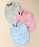 Simply Interlock Bibs With Animal & Car Print Pack of 3 L 23 x B 16 cm - Light Blue Pink & Green