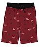 ALAN JONES Cotton Blend Knit Abstract Printed Shorts - Maroon