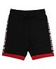 ALAN JONES Cotton Blend Knit Motor Cycle Text Printed Side Taped Shorts - Black