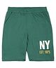 ALAN JONES Cotton Blend Knit NY Text Printed Shorts - Green