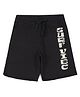 ALAN JONES Cotton Blend Knit Surf Vibe Text Printed Shorts - Black