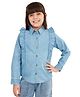 Olele Cotton Woven Full Sleeves Frill Detailed Shirt - Blue