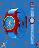 Spiky Colour Blocked & Cricket Theme Printed Analogue Watch - Blue