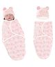 Bembika Baby Swaddle Wraps - Soft Cotton Swaddle Wrap, Organic Cotton Swaddle Wrap, Muslin Swaddle Wrap, Hooded Swaddle Wrap - Comfortable, Breathable, and Safe Set Of 2-(Toddler Pink Rabbit)