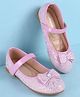 Pine Kids Velcro Closure Ballerina with Bow Applique - Pink