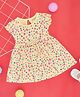 Pantaloons Baby Cotton Knit Half Puffed Sleeves Abstract Printed Bow Applique Detailed Dress - Yellow